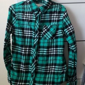 Justice girls plaid button down